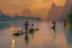 Honor Award, Fisherman at Li River of Guilin by Mary Doo, Cape Cod Art Center (MA)